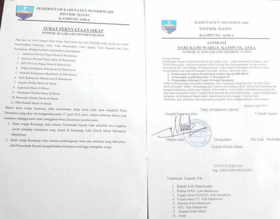 Dokumen Surat Warga Kampung Aska Kampung Aska