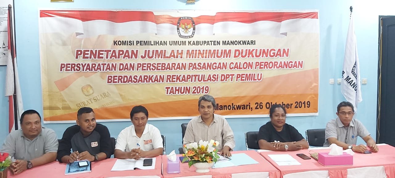 Rapat pleno. KPU Kabupaten Manokwari menggelar rapat pleno penetapan syarat dukungan minimal calon independen atau perseorangan pilkada serentak 2020.