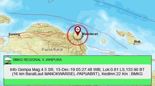 Peta lokasi pusat gempa bumi