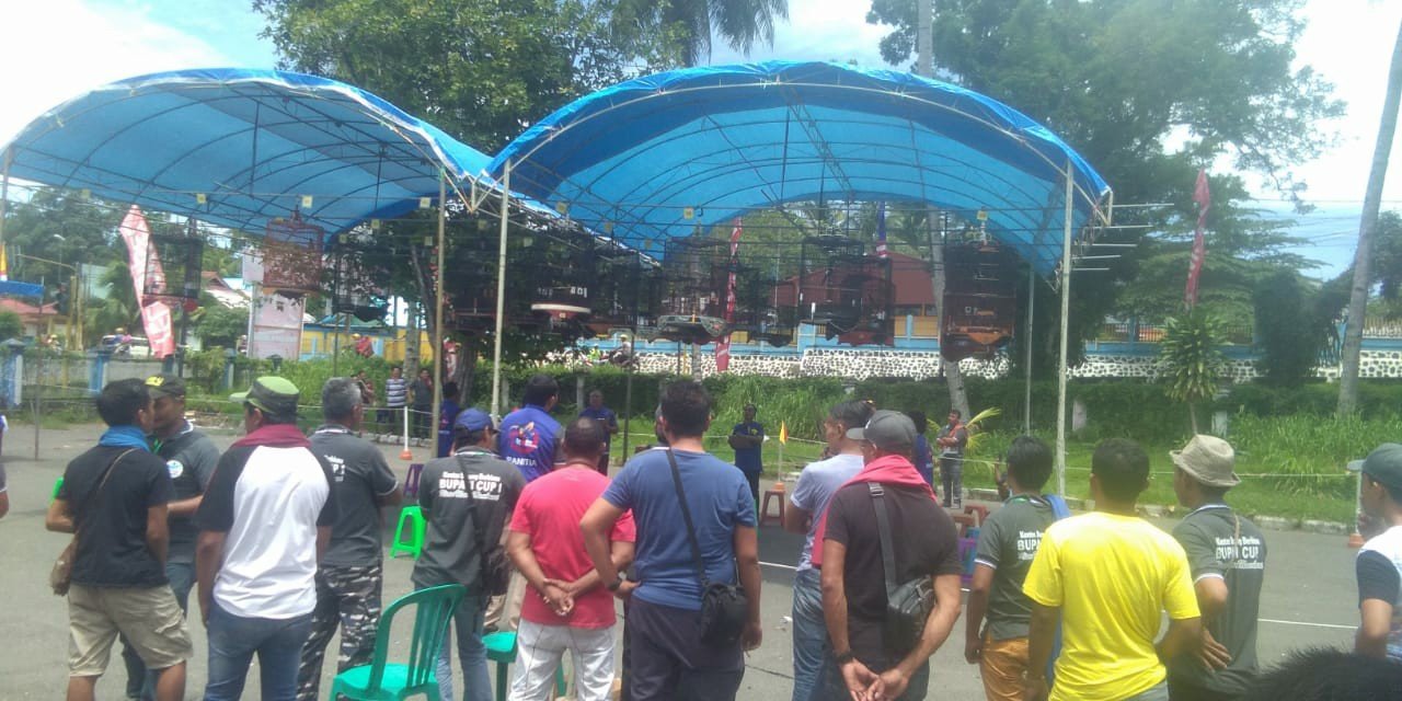 Para peternak burung berkicau menyimak pameran dan kontes burung berkicau