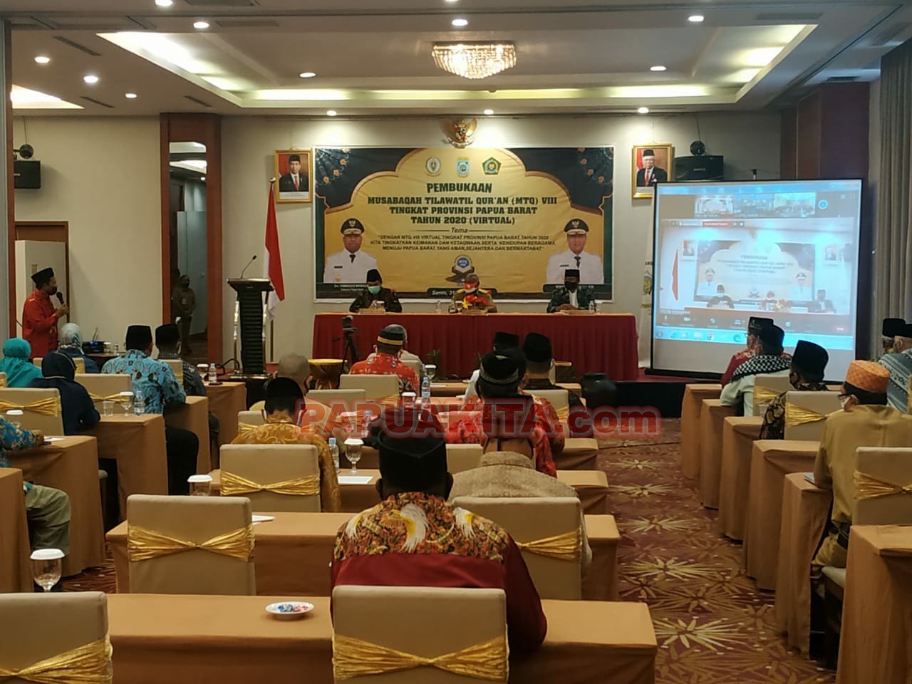 Suasana pembukaan MTQ ke VIII Provinnsi Papua Barat. Gubernur Dominggus Mandacan secara resmi membuka MTQ yang dilaksanakan secara virtual