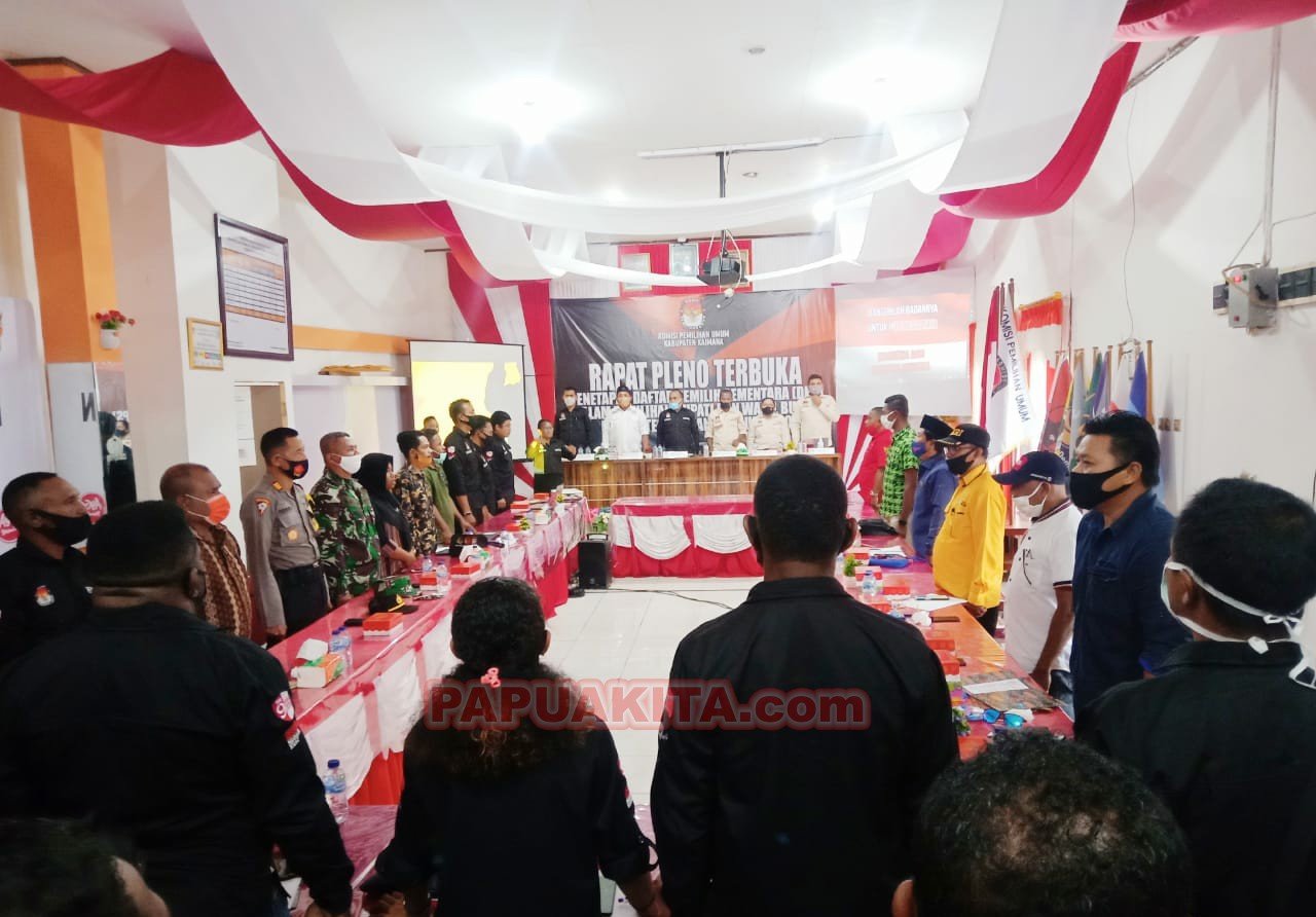 Rapat pleno terbukan yang digelar KPU Kabupaten Kaimana dalam rangka penetapan DPS pilkada bupati-wakil bupati tahun 2020