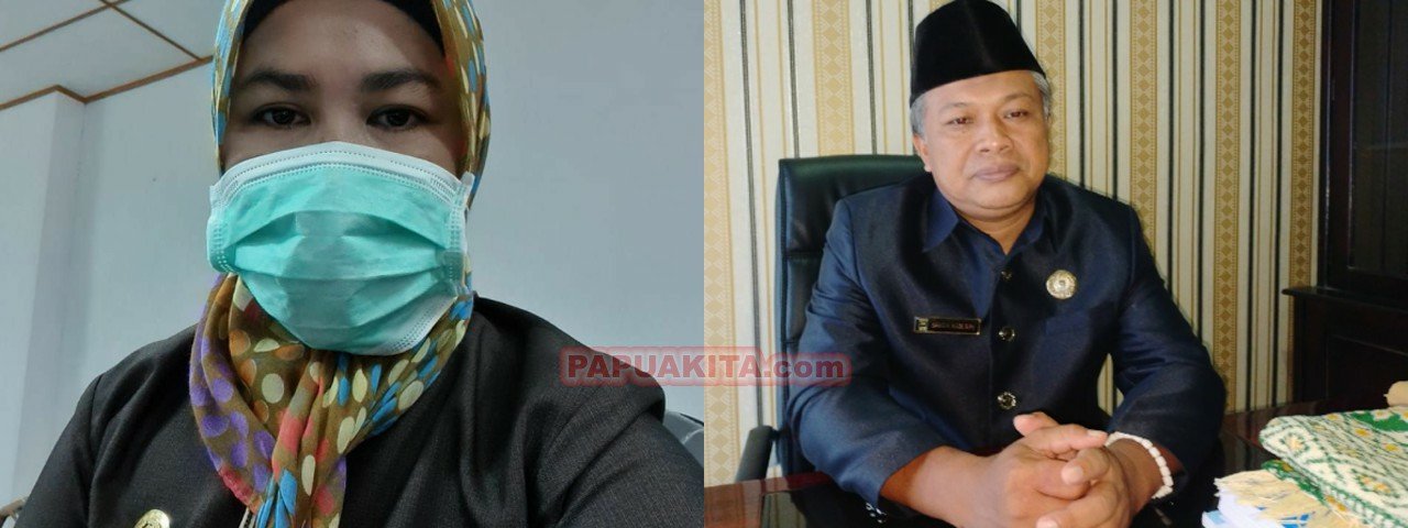 Sekretaris Pansus Covid-19 DPRD Kabupaten Manokwari, Suriyati Faisal (kiri) dan anggota fraksi PKS Bersatu Samsul Hadi