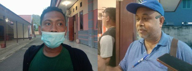 Mahatir Rahayaan (kiri), saksi pasangan RISMA dan Yohanes Sony, saksi dari pasangan TERKABUL. Para saksi mengajukan keberatan terhadap hasil rekapitulasi penghitungan suara