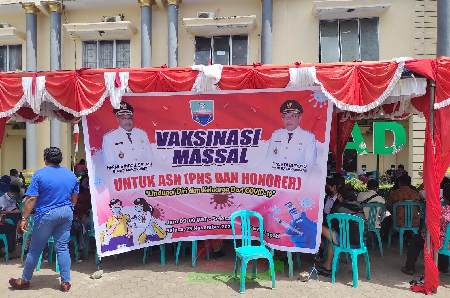 Suasana pelaksanaan vaksinasi Covid-19 di lingkup Kabupaten Manokwari