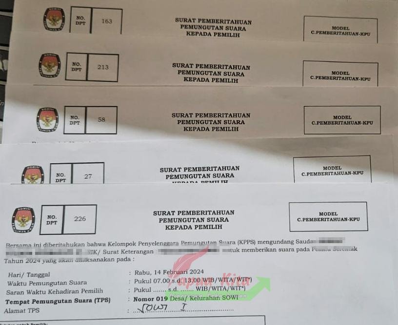 Foto Formulir C Pemberitahuan yang diberikan kepada pemilih Foto Formulir C Pemberitahuan yang diberikan kepada pemilih