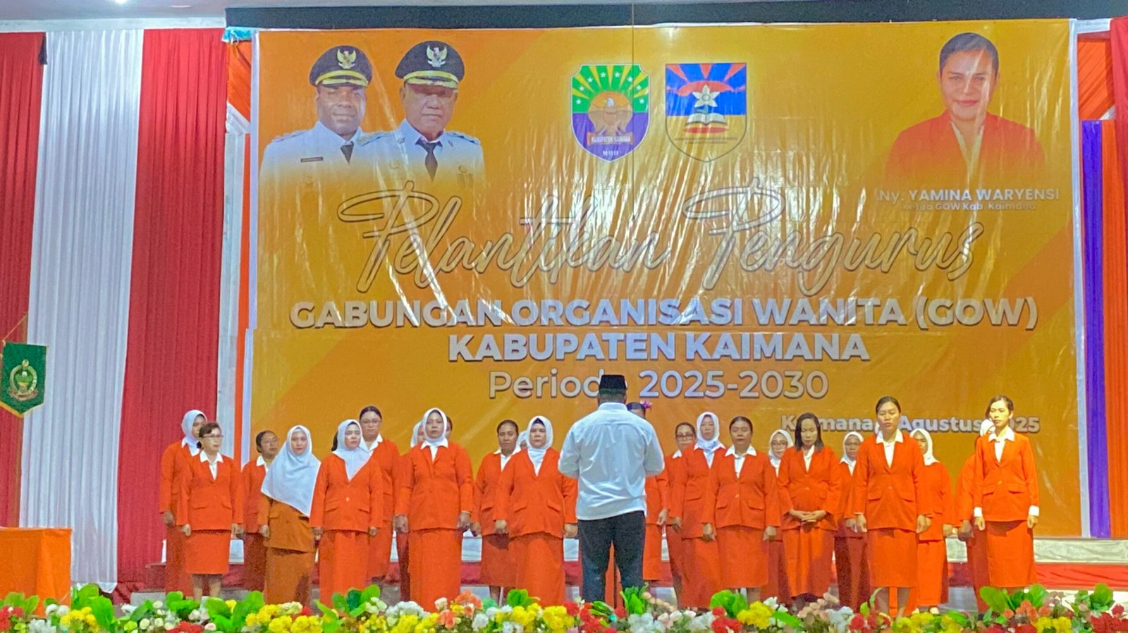Pelantikan pengurus GOW Kaimana periode 2025-2030 ini berlangsung di Gedung Pertemuan Krooy, Kaimana,