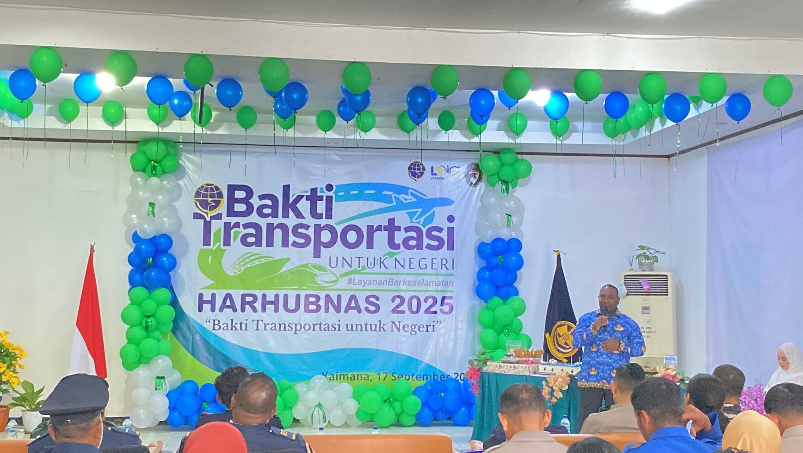 Wakil Bupati Kaimana, Isak Waryensi, saat memberikan sambutan pada syukuran Hari Perhubungan Nasional (Harhubnas).